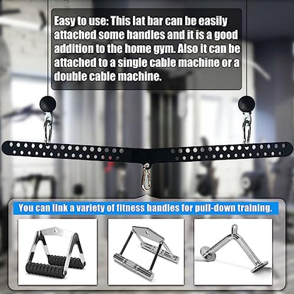 Multi-Grip LAT Pull Down Bar for Home Gym Fitness, Spreader Plate LAT Pulldown Attachments for Pulley System Cable Machine, Double to Single Cable Attachment Exercise Handle - color: Multi Hole Bar 2