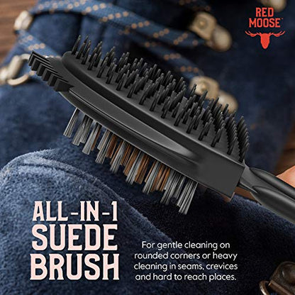 RED MOOSE Shoe & Sneaker Cleaner Kit – Leather, Suede, Nubuck, Canvas & White Shoes with Brush, Foam & Cloth, Made in USA - color: 5 Pcs Suede & Nubuck Kit