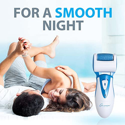 Electric Callus Remover: Rechargeable Electronic Foot File CR900 by Own Harmony (Powerful Motor) Best Pedicure Tools w 3 Rollers Professional Pedi Feet Care Sander for Cracked Heels and Hard Skin - color: Blue