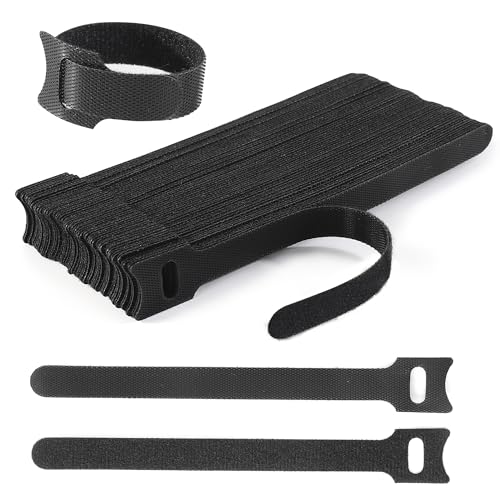 Nettbe Reusable Cable Ties, 60 PCS 8 Inches Adjustable Cord Straps Wire Organizer Cord Wrap and Hook Loop Cable Management - size: 8inches-60PCS