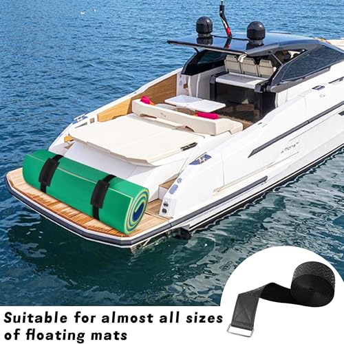2 Set 90 Inch Anti-Slip Floating Water Mat Straps,Extra Long Floating Pad Strap with Pad Protectors and Metal Buckle,Reusable Neoprene Water Mat Straps for Storing Pad - color: 90 in