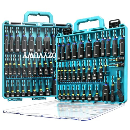 55-Piece Magnetic Impact Nut Driver Set, SAE/Metric Nut Driver Set, Socket Adapters, Wing Nut Driver, Universal Sockets, Quick Release Extension, Pivoting Nutsetter, 1/4'' Quick Change, Power Bits