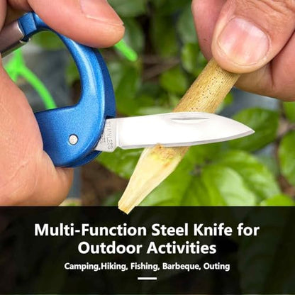 Multitool Carabiner with Pocket Knife, Stocking Stuffers Gifts for Men,Bottle Opener,Nail file,Small Scissors,EDC Carabiners Keychain,Survival Gear for Camping Hiking（Blue) - color: Blue
