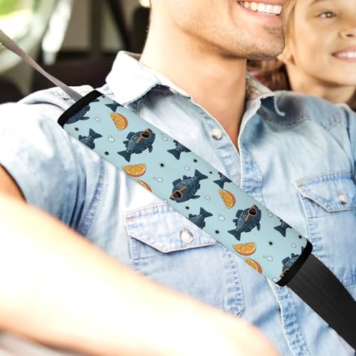 2PCS Cool Fish Sunglasses Lemon Car Seat Belt Pad Breathable Shoulder Protector for Girls and Boys, Most Cars, Anti-Slip Pad - color: Pattern 838