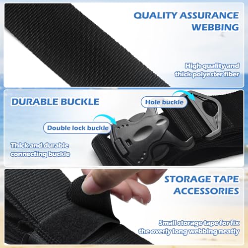 2 Pcs Floating Mat Straps with Quick-Release Double Lock Buckle, Multifunctional Floating Water Mat Straps with Hole Buckle & Carry Handle for Crawling Mat, Yoga, Camping
