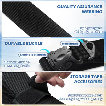 2 Pcs Floating Mat Straps with Quick-Release Double Lock Buckle, Multifunctional Floating Water Mat Straps with Hole Buckle & Carry Handle for Crawling Mat, Yoga, Camping