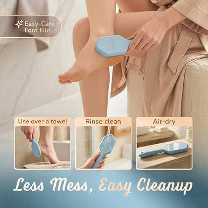SILKLE Nano Glass Foot File - Foot Callus Remover for Feet & Foot Scrubber | Silicone Grip for Non-Slip Control - Foot Scrubber for Dead Skin, Heel Scraper for Cracked Heels & Foot Exfoliator - Blue - style: Blue