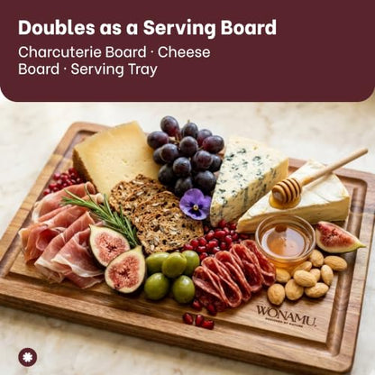 WONAMU Small Acacia Cutting Board Non Toxic – Lightweight, Durable, Perfect for Charcuterie, Serving Snacks & Everyday Kitchen Use, Eco-Friendly Kitchen Essential, Versatile Wooden Tray (Acacia) - color: Acacia