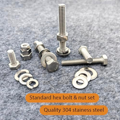 304 SS Hex Head Nuts Bolts Assortment Kit 1/4-20 5/16-18 3/8-16 - size: M6/M8/M10
