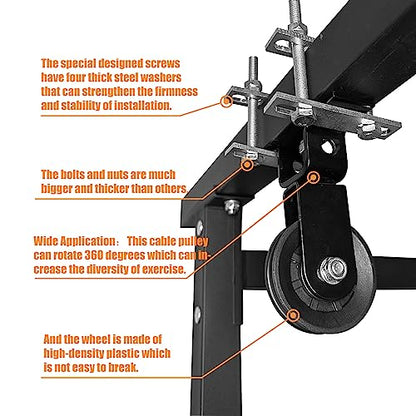 Power Rack Pulley Attachment, LAT Pulldown Machine - Cable & Weight Dual Pulley System for Home Gym Strength Training, Power Racks - color: Style 4