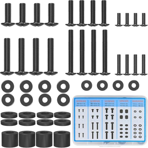 TV Mounting Hardware Kit M4 M6 M8 Screws Washers Spacers Universal | Replacement Screws Set with Box for Most Flat Curved TV Monitors