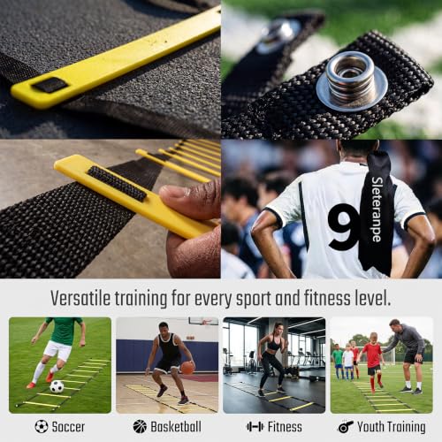 20ft Agility Ladder Training Ladder Speed | Speed Ladder for Soccer, 12 Adjustable Rungs, Durable, Carry Bag & Straps, Yellow, Footwork Training for Athletes - color: 1 Pack-Yellow