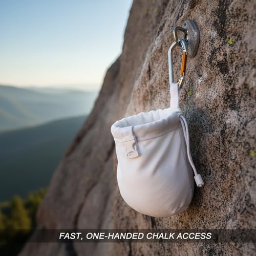 Rock Climbing Chalk Bag with Quick-Release D-Buckle, Durable Oxford Cloth Bouldering Pouch with Soft Fleece Interior for Gym & Outdoor Training
