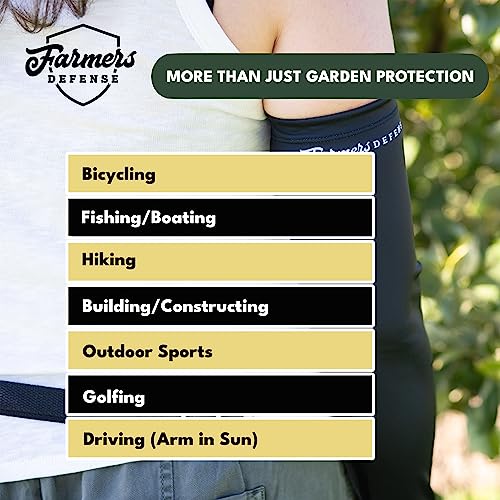 FARMER'S DEFENSE Gardening Arm Sleeves|UV Cooling Protective Sleeve Women & Men|Anti-Scratch Cover Sun UPF Outdoor Protection - Sea-Weed - XS - color: Sea-weed, size: X-Small