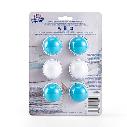 Clorox Fraganzia Deodorizing Balls for Shoes and Small Spaces, Twist-to-Activate No-Plug Odor Refresher Pods for Gym Bags, Lockers, Drawers, and Hampers, Ocean Breeze, 6 Count - 12 Pack - size: 6 Count (Pack of 12)