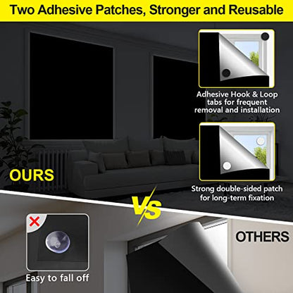 FADOTY 100% Blackout Curtains 2 Pack, 57"x 40" Black Out Window Cover | Blackout Window Film Shades Blinds, Cuttable, No Drill, Sun Heat Light Blocker for Bedroom, Nursery, Media Room, RV, Black - color: Black, size: 57"W x 40"H (Pack of 2)
