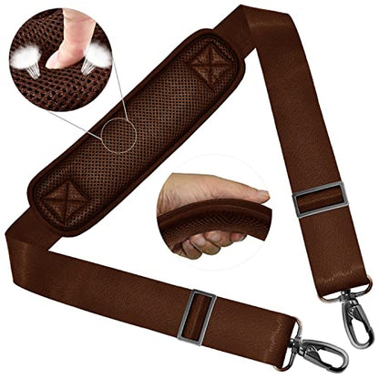 ZINZ Shoulder Strap 58" Ultra-Thick Fixed Padded and Adjustable Buckles Crossbody Strap for Briefcase Laptop Bag Luggage - color: Brown