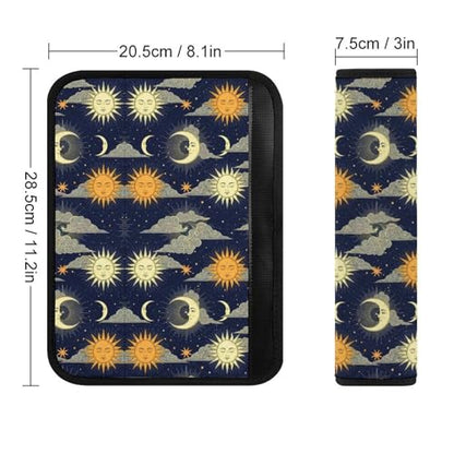 2 Piece Sun Moon Celestial Hippie Sun Moon Car Seat Belt Pad Breathable Seat Belt Cushion for Child, Stroller Pushchair High Chair, Easy Install (No Tool) - color: Pattern 678
