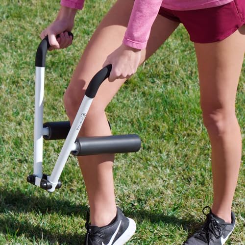 DoubleUP Roller D2 Leg & Arm Massager, Metal Frame + 2 Rollers, White | 3X Lever-Action Pressure Control. 2 Quick-Change Rollers. For IT Bands, Calves, Quads, Hamstrings, Thighs, Arms. - color: White
