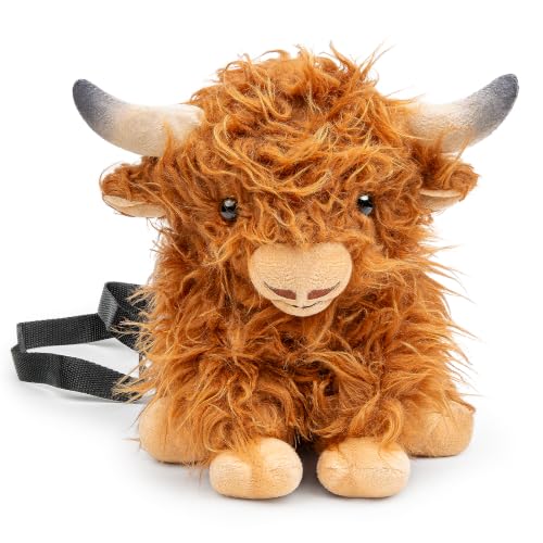 Highland Cow Plush Rock Climbing Chalk Bag, Cute Plush Animal，Drawstring Closure & Adjustable Belt，Bouldering & Gymnastics, Soft Fluffy Cow Chalk Pouch, Unique Climbing Gear Gift for Climbers - color: brown