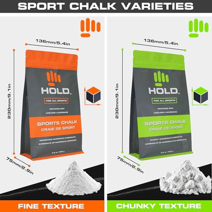 HOLD Sports Chalk – Pure Magnesium Carbonate for Climbing, Weightlifting, Gymnastics & Powerlifting – No Additives, Non-Toxic, Sweat-Resistant, Strong Grip Performance - style: Micronized