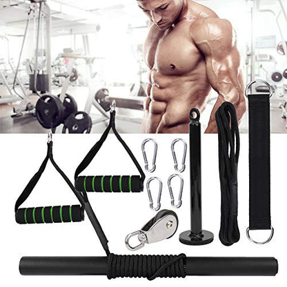 Home Gym Pulley System, Portable Exercise Equipment with 11 Gym Accessories, Home Strength Power Training Device Kit, Biceps, Triceps, Shoulders Back Workout