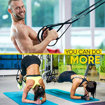 Dimok Heavy Duty Fitness Professional Exercise Handles w Foot Cradle for Cable Machines Resistance Trainer Super Strong Bands Hand Grips Attachment - color: Black w Handles