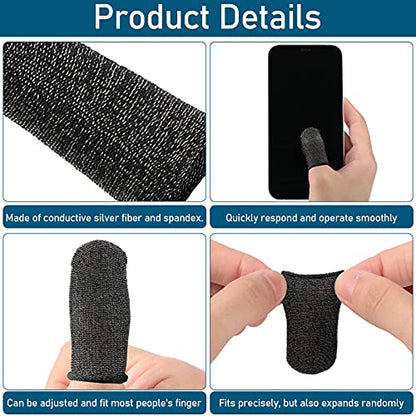 Geyoga 40 Pieces Gaming Finger Sleeve for Thumb Sleeves Mobile Gaming Finger Protector(Black) - color: Black