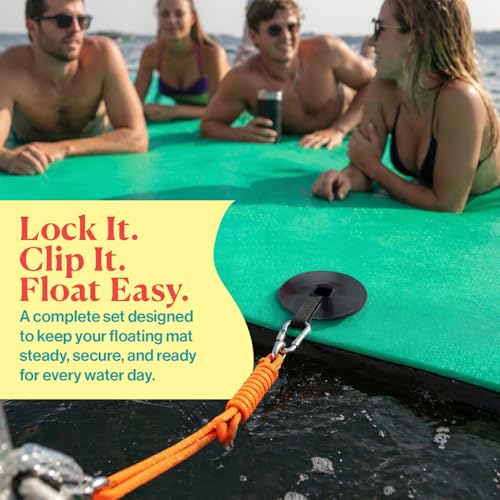 Lily Pad Floating Mat Accessories Kit | Tether, Grommet & Straps | Complete Floating Mat Kit: Bungee Tether, Grommet Hardware & Storage Straps, For Lily Pad Mats at Lake, Pool & Dock - color: Complete Kit
