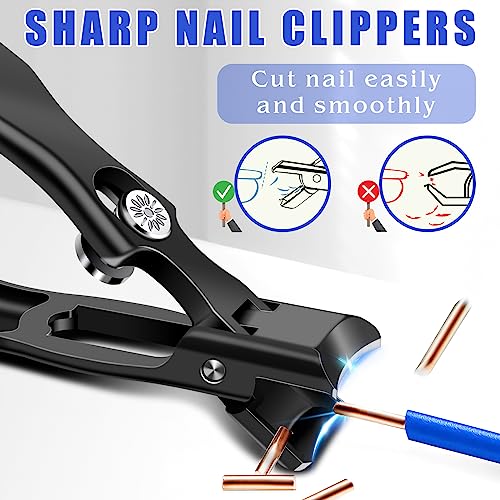 German Nail Clippers for Men with Catcher | Heavy Duty Toe Nail Clippers for Thick Nails Seniors, Ultra Sharp Fingernail Clippers, Anti Splash Nail Cutter - style: Thick Nail Clipper with Catcher