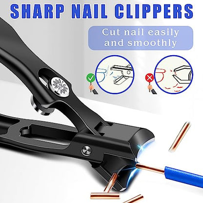 German Nail Clippers for Men with Catcher | Heavy Duty Toe Nail Clippers for Thick Nails Seniors, Ultra Sharp Fingernail Clippers, Anti Splash Nail Cutter - style: Thick Nail Clipper with Catcher