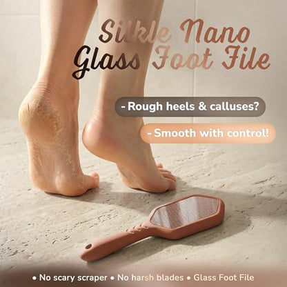 SILKLE Nano Glass Foot File - Foot Callus Remover for Feet & Foot Scrubber | Silicone Grip for Non-Slip Control - Foot Scrubber for Dead Skin, Heel Scraper for Cracked Heels & Foot Exfoliator - Brown - style: Brown