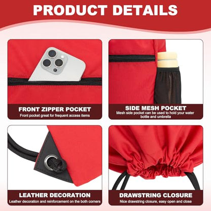 HOLYLUCK Men & Women Outdoor Sport Gym Sack Waterproof Drawstring Backpack Bag (Standard with drawstring, Red) - color: Red, style: Standard With Drawstring