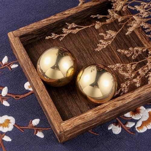 Copper Baoding Balls Set, 1.57 Inches Chinese Health Balls, Metal Stress Relief Hand Massage Balls No Chime for Hand Exercise, Hands Therapy - size: 1.5"