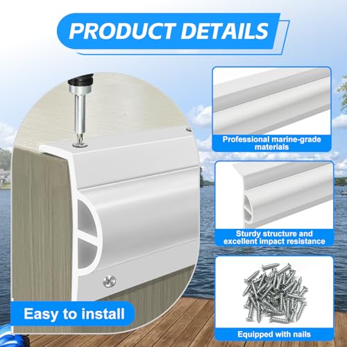 10 Pack Dock Edging Side Gard, 20 Feet Dock Guard with Heavy Wall Sections for Greater Protection – Commercial Grade Double Molded Material (White) - color: 20 Feet White, style: Right angle 10pack