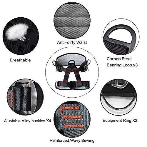 Climbing belts, Thicken Professional Safety Belt for Caving Rock Climbing Fire Rescuing Rappelling Tree and Outdoor Adventure Activities