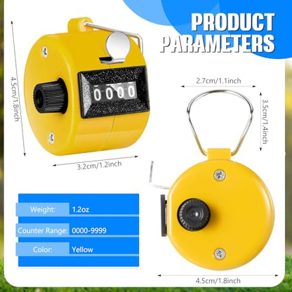 TOODOO 6 Pack Hand Tally Counter 4 Digit Mechanical Palm Clicker Plastic Hand Held Counter Clicker with Metal Finger Ring for School Golf Sports Events Office Stadium - color: Yellow