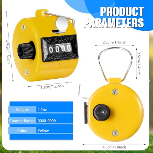 TOODOO 6 Pack Hand Tally Counter 4 Digit Mechanical Palm Clicker Plastic Hand Held Counter Clicker with Metal Finger Ring for School Golf Sports Events Office Stadium - color: Yellow