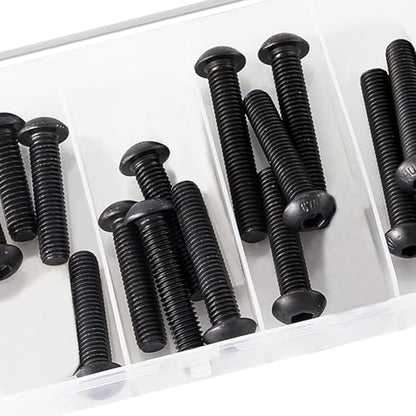 M8 x 30mm 35mm 40mm 45mm 50mm Button Head Socket Cap Screws Bolts, 10.9 Grade Alloy Steel, Black Oxide Finish, Metric Allen Hex Drive, Fully Threaded, Assortment Kit 20Pcs - size: Button M8x30-50mm