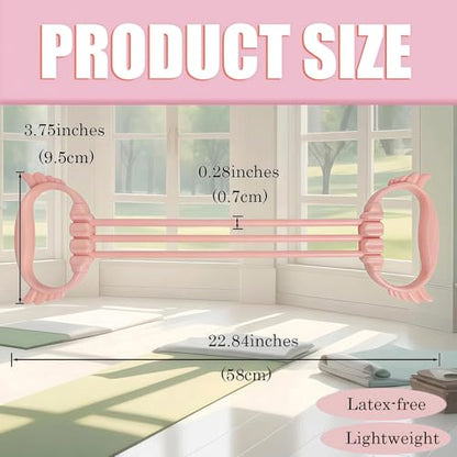 Figure 8 Resistance Bands with Handles, 6 Tube Adjustable Resistance Bands for Arms Back Exercise, Arm Bands for Workout, Strength Training & Full Body Fitness - color: pink