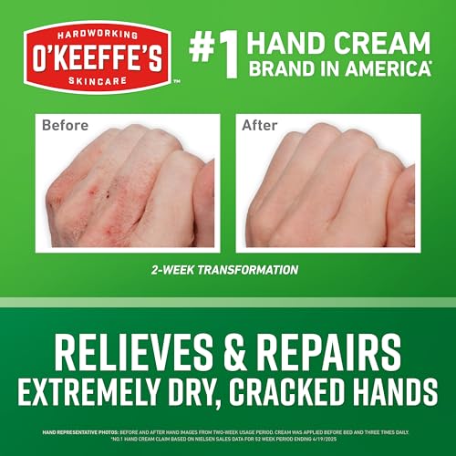 O'Keeffe's Working Hands Hand Cream for Extreme Dryness - 3 oz Travel Size Tube (1 Pack) - Repairing Skincare for Cracked, Dry Hands | camping-soaps-and-shampoos