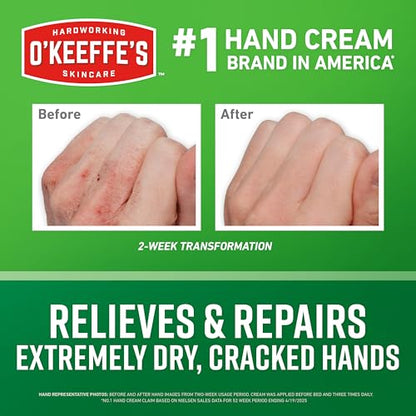 O'Keeffe's Working Hands Hand Cream for Extreme Dryness - 3 oz Tube (2 Pack) - Repairing Skincare for Cracked, Dry Hands - size: 3oz Tube, style: 2 Pack
