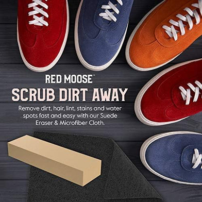 RED MOOSE Shoe & Sneaker Cleaner Kit – Leather, Suede, Nubuck, Canvas & White Shoes with Brush, Foam & Cloth, Made in USA - color: 6 Pcs Kit-red + Black
