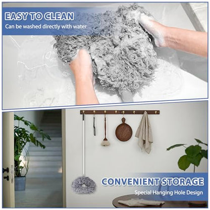 FONUNO Ceiling Fan Cleaner Duster High Ceiling Extended Fan Blade Cleaner | Reusable Microfiber Ceiling Fan Duster with Extension Handle from 13 to 50 Inch for Furniture Bookshelves Wall Door, Gray - color: Gray
