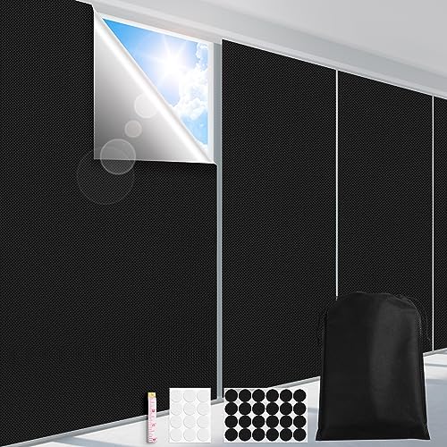 FADOTY 100% Blackout Curtains, 57"x 79" Portable Black Out Window Cover | Blackout Window Film Shades Blinds, Cuttable, No Drill, Sun Heat Light Blocker for Bedroom, Nursery, Media Room, RV, Black - color: Black, size: 57"W x 79"H