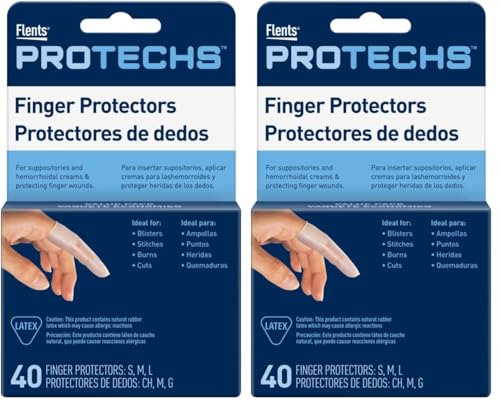 Flents Protechs Finger Protectors & Toes Cots, Ideal for Blisters, Scrapes, Stitches, Burns and Cuts, Moisture and Dirt Proof, Rubber, Assorted Sizes (S/M/L), 40 Count (Packaging May Vary) (Pack of 2) - color: Tan, size: 40 Count (Pack of 2)