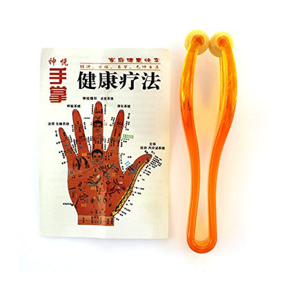 YPY 2 Pieces Orange Finger Joints Massager Hand Handheld Blood Circulation Tool Stress Relief Plastic Care Relax Double Rubber Roller Massage (2)