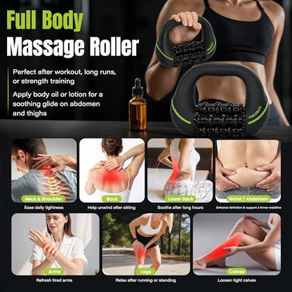 2‑in‑1 Electric Deep Rolling Massager – 8 Speeds, Full Body Muscle Roller for Legs, Calves, Abdomen, Back & Neck , Cellulite-prone Areas, Rechargeable, Handheld Powered Rolling Tool with LCD Display