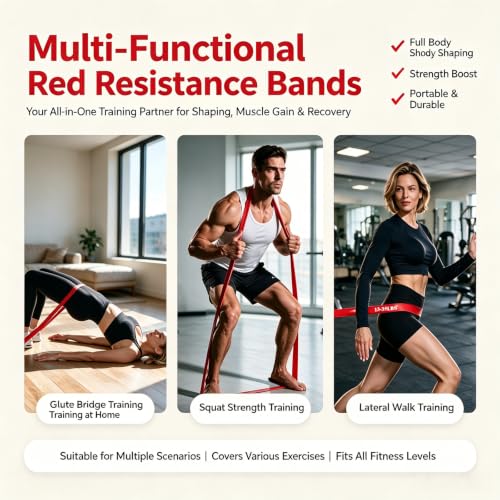 Resistance Bands, 5-Level Pull Up Assistance Bands for Working Out, Elastic Band for Exercise, Muscle Training, Full Body Training - color: 4PCS Red