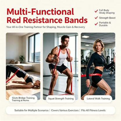 Resistance Bands, 5-Level Pull Up Assistance Bands for Working Out, Elastic Band for Exercise, Muscle Training, Full Body Training - color: 4PCS Red